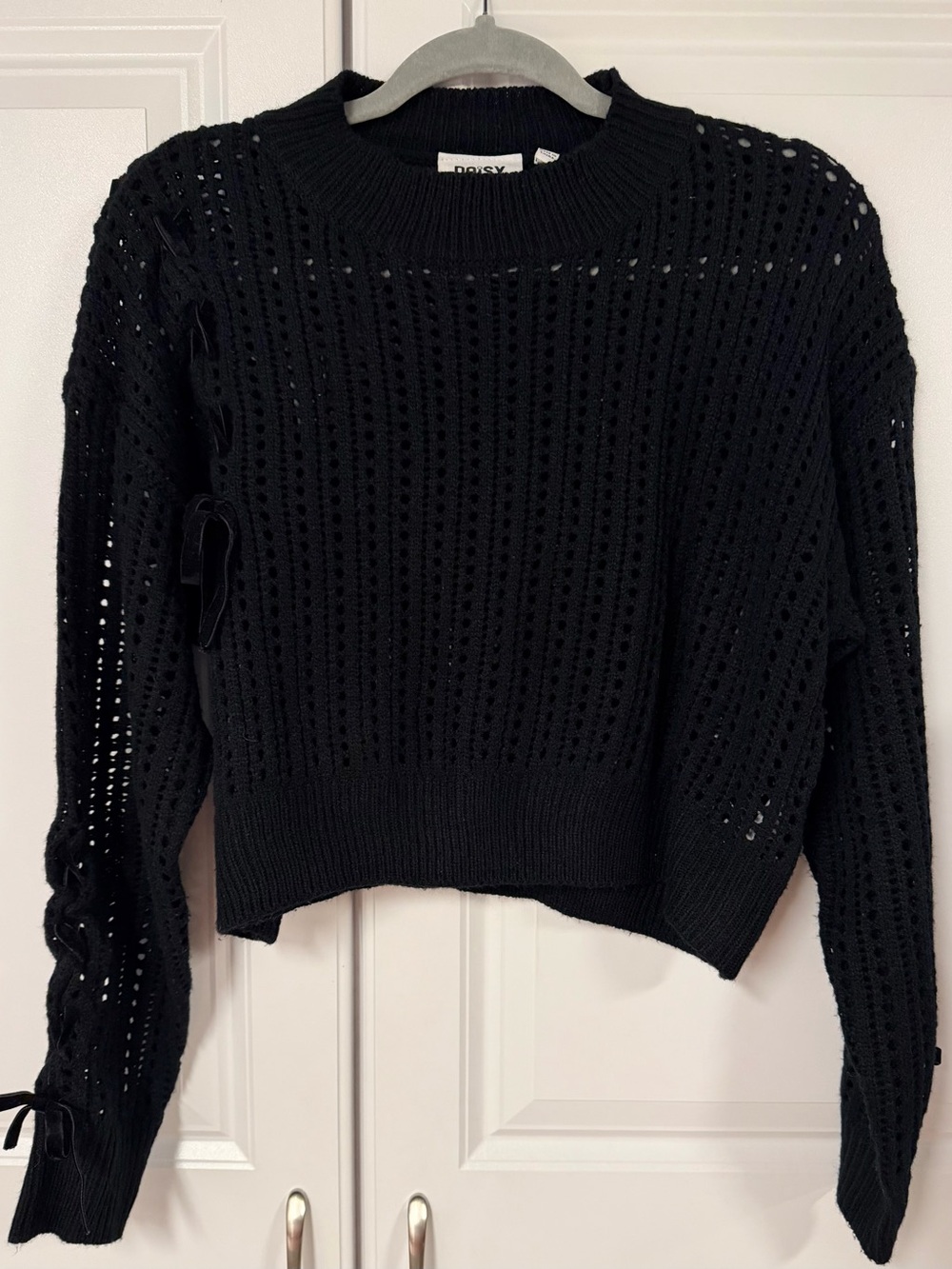 Daisy Street Open Knit Cropped Sweater